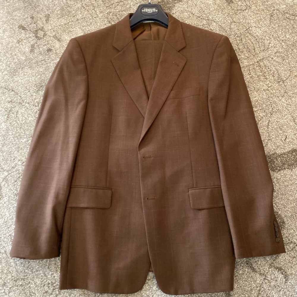 Jos A Bank Suit - 42R Brown, 34x32 Pants